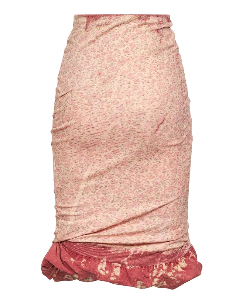 Diesel X-Ray Floral Print Midi Skirt — Pink 