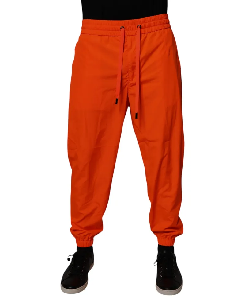Dolce & Gabbana Orange Polyester Men Jogger Sweatpants Pants Orange