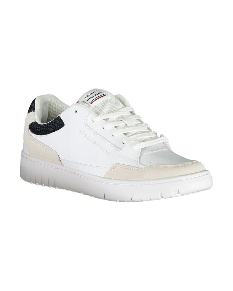 Tommy Hilfiger Contrast-Trimmed Leather-Blend Sneaker — White White