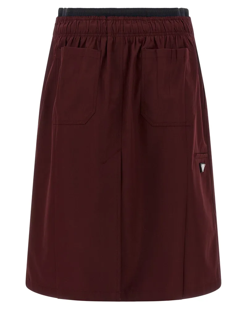 Prada Flared Poplin Midi Skirt — Red Red