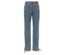 Laced Straight Leg Jeans — Blue
