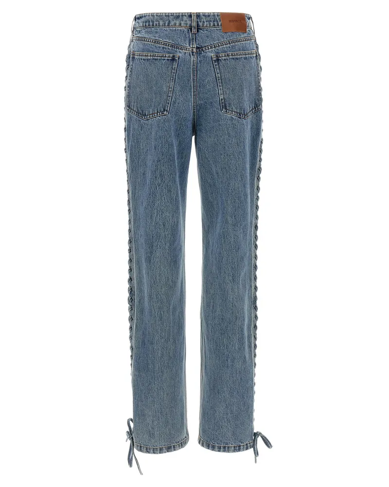 ROTATE Birger Christensen Laced Straight Leg Jeans — Blue Blue