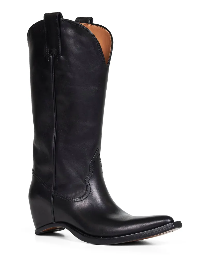Maison Margiela Women's Boots Heel-Less Western Black Leather Calf Black
