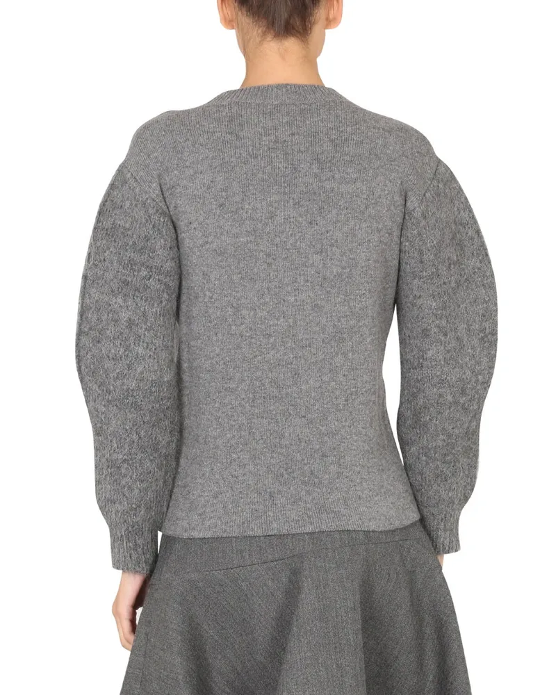 Jil Sander Wool Jersey Crossbar Design Sweater — Gray Gray