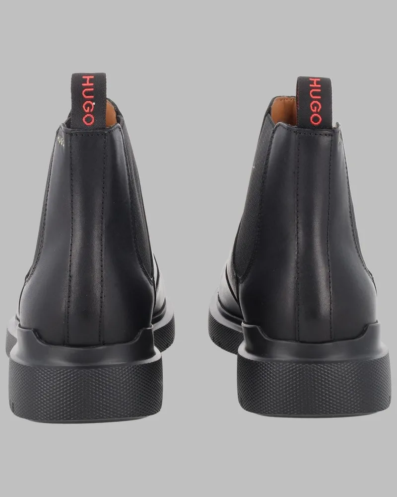 HUGO BOSS Cow Hide Leather Chelsea Ankle Boots — Black Black