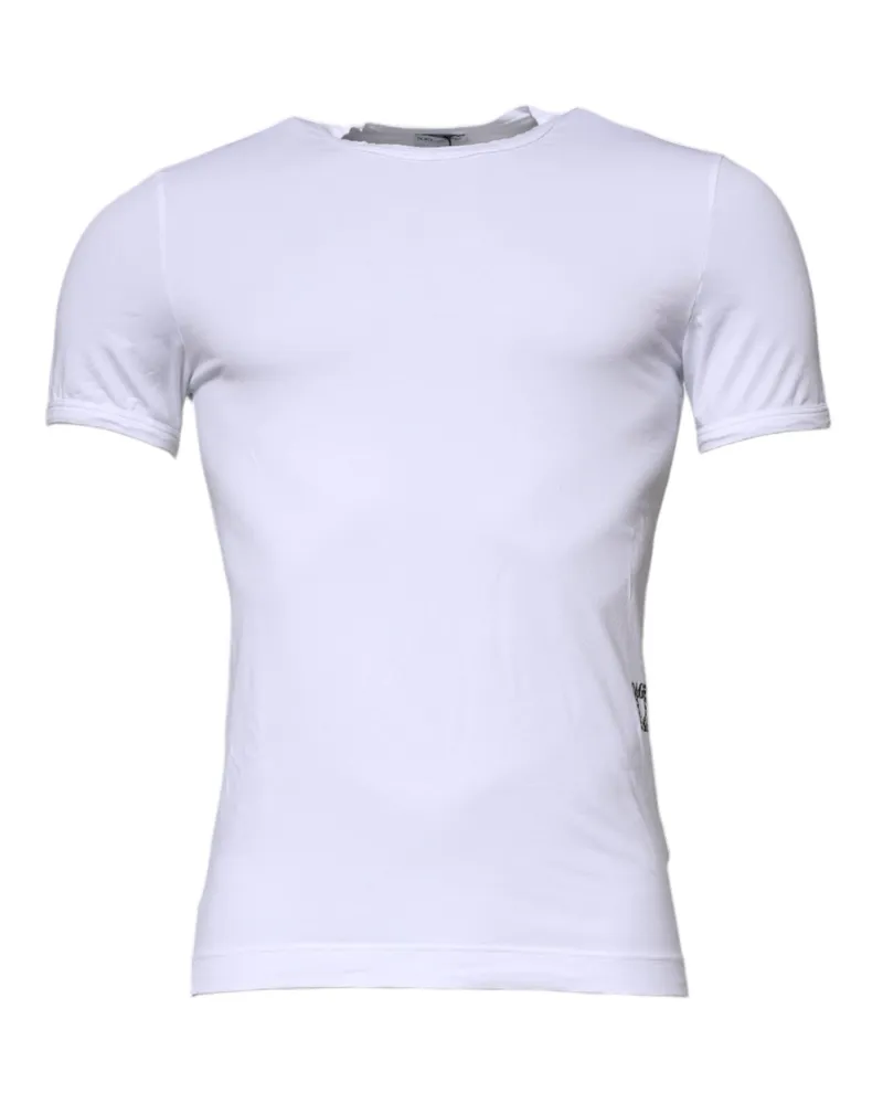 Dolce & Gabbana Men's White Cotton Stretch Crewneck Underwear T-Shirt Elastane White