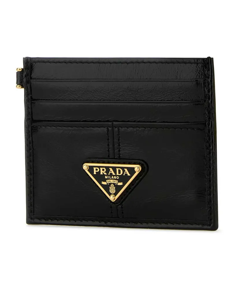 Prada Women's Black Leather Card Holder Nero Vitello Portafogli Wallet Black