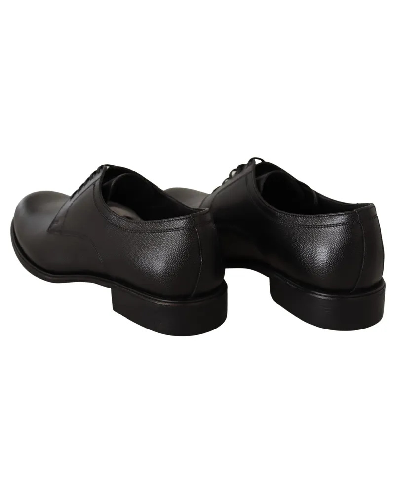 Dolce & Gabbana Black Leather Lace Up Mens Formal Derby Shoes Black