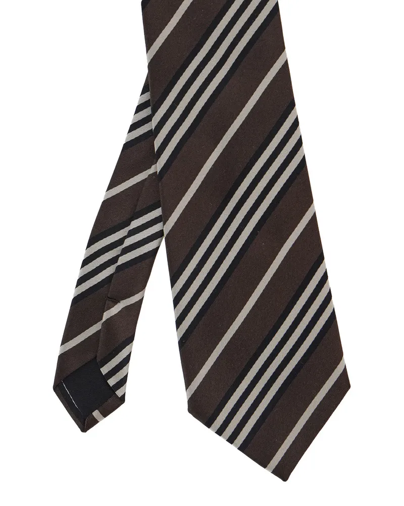 Saint Laurent Men's Tie Brown Silk Ties & Bow Brown