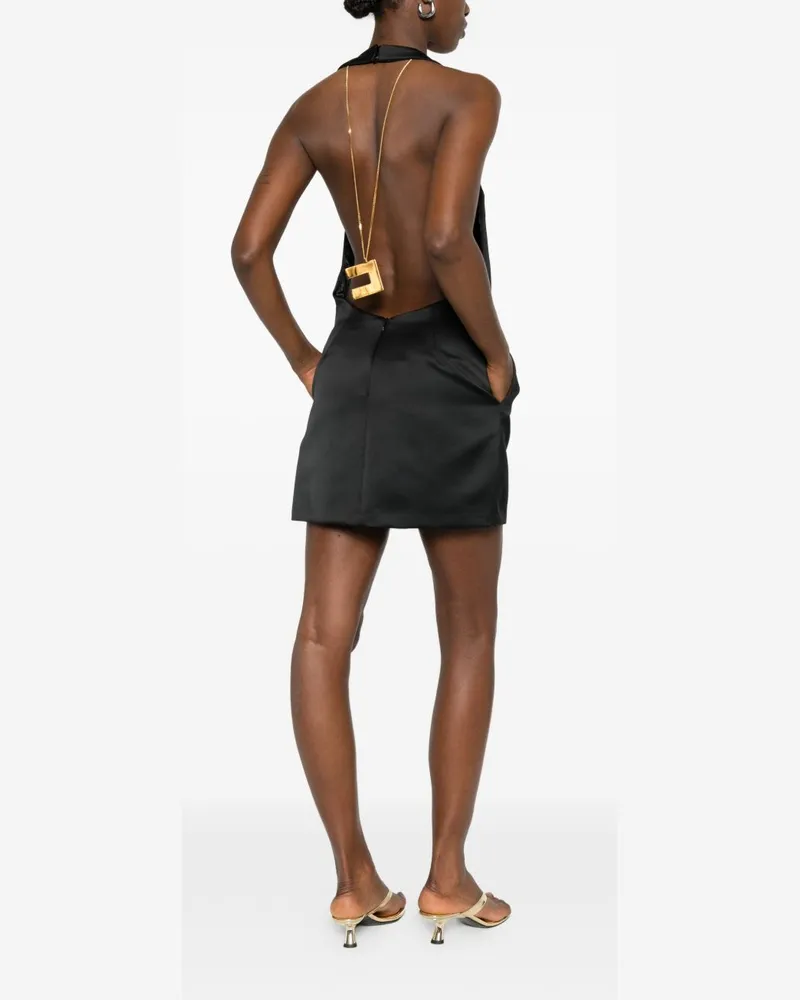 Elisabetta Franchi U-Neck Halterneck Mini Dress — Black Black