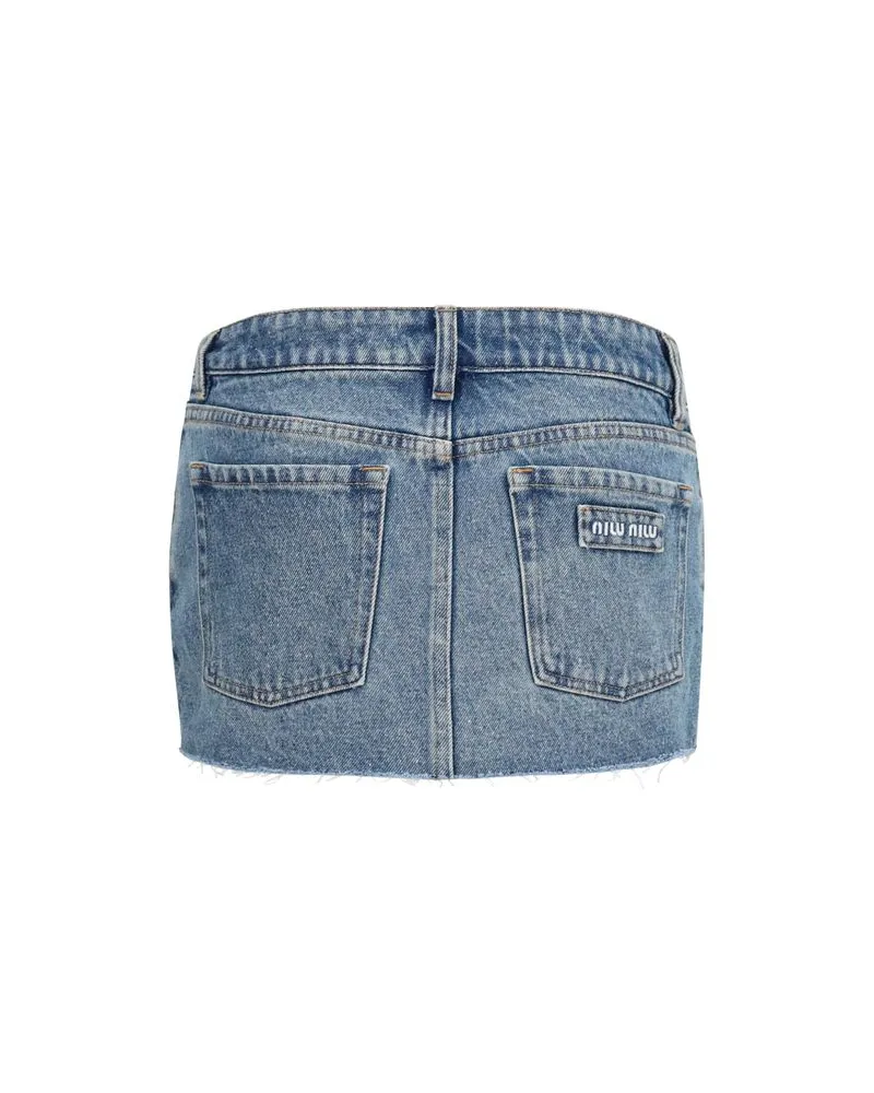 Miu Miu Women's Blue Cotton Mini Skirt Blue