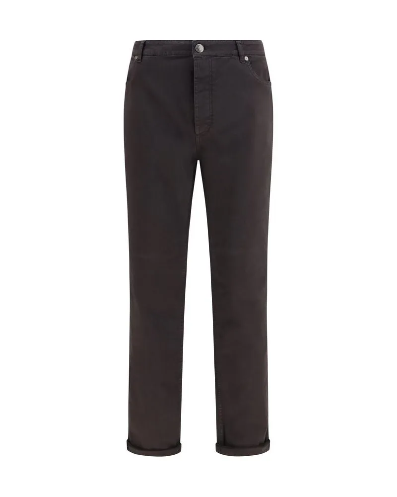 Brunello Cucinelli Cotton Straight-Leg Jeans — Brown Brown