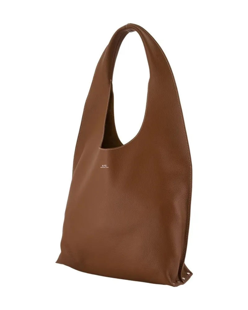 A.P.C. Women's Le Neige Clou Shopper Bag -  Leather Brown Cowhide Totes-Shopping-Bags Brown