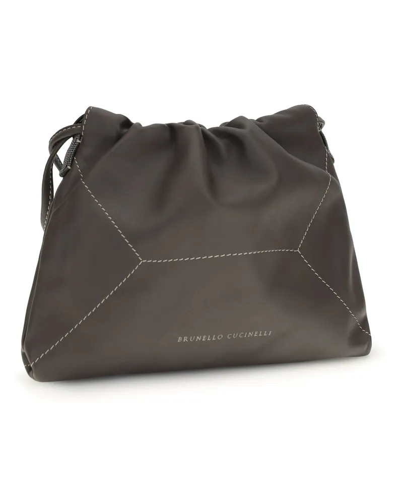 Brunello Cucinelli Women's Leather Shoulder Bag Testa Moro Calf Bos Taurus Brown