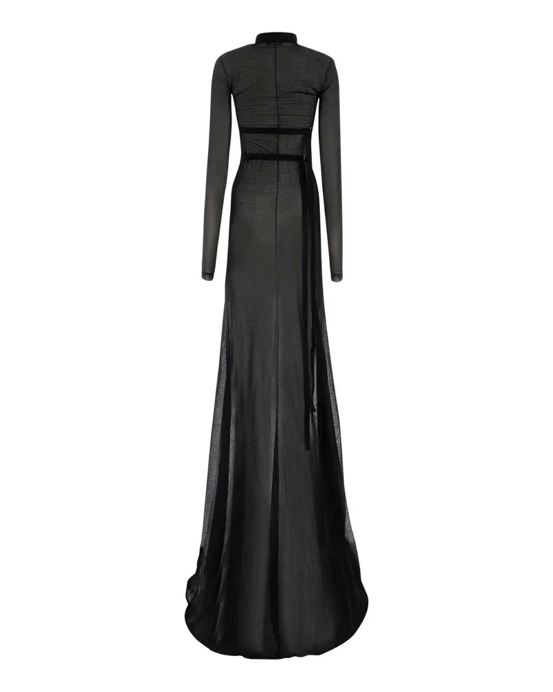 Ann Demeulemeester Women's Black Cotton Blend Long Dress 099 Exterior: Nylon Abiti Lunghi Black