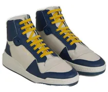Calf Leather Mid-Top Sneaker — Navy