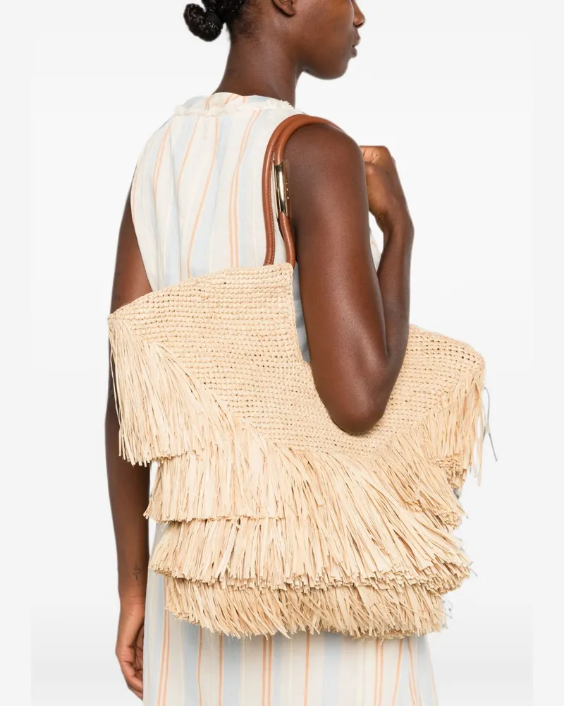 Zimmermann Woven Fringe Tote Bag — Beige Beige