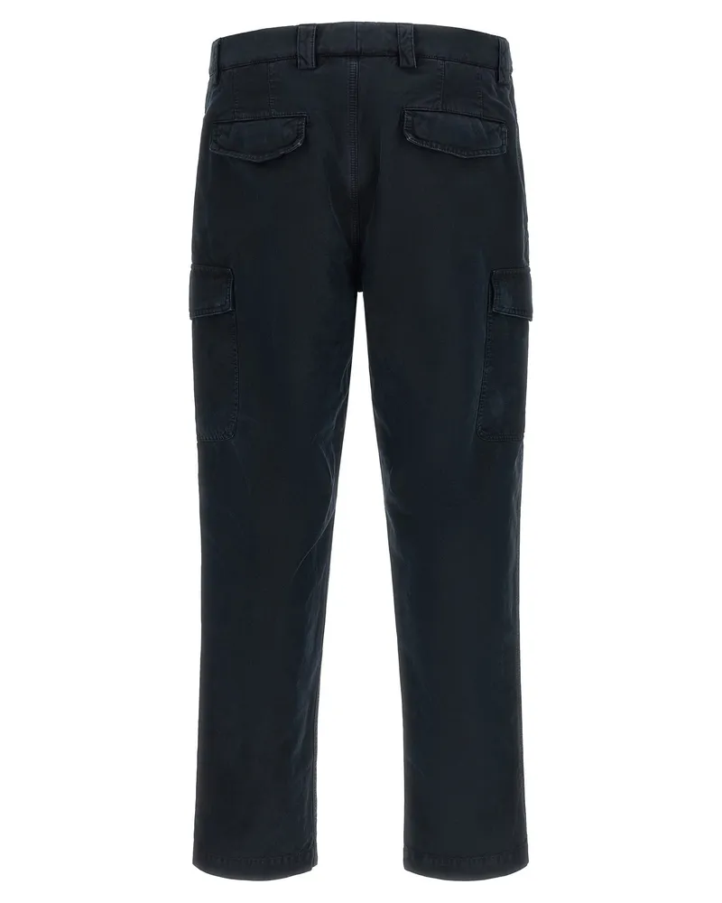 Brunello Cucinelli Garment-Dyed Cotton Cargo Pants — Navy Navy