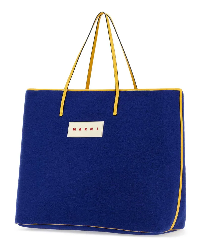 Marni Men's Blue Felt Medium Janus Shopping Bag Royal Borse A Mano Blue
