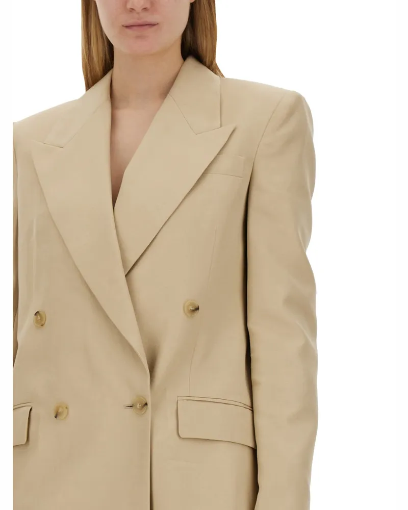 Stella McCartney Double-Breasted Viscose Blazer — Beige Beige