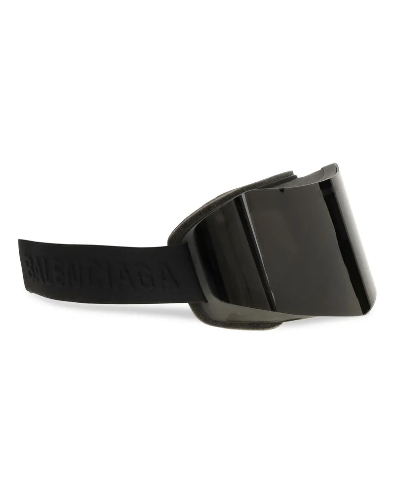 Balenciaga Men's Mirrored Ski Mask Sunglasses Black Polyamide Black