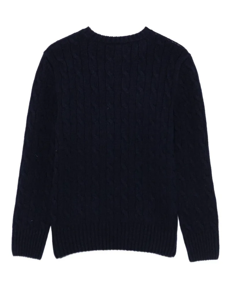 Ralph Lauren Boys' Blue Wool And Cashmere Sweater With Pony Embroidery Tops Top Navy