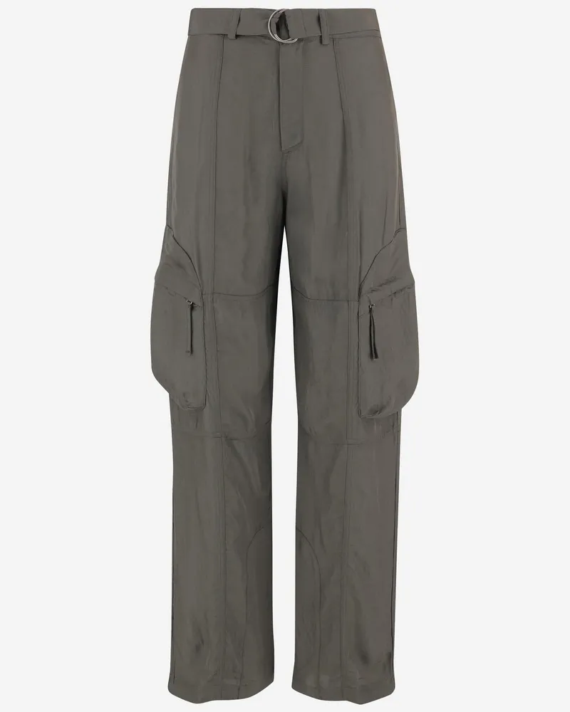 FRANKIE Shop Women's Pants Multipocket Acetate Khaki Trousers Khaki