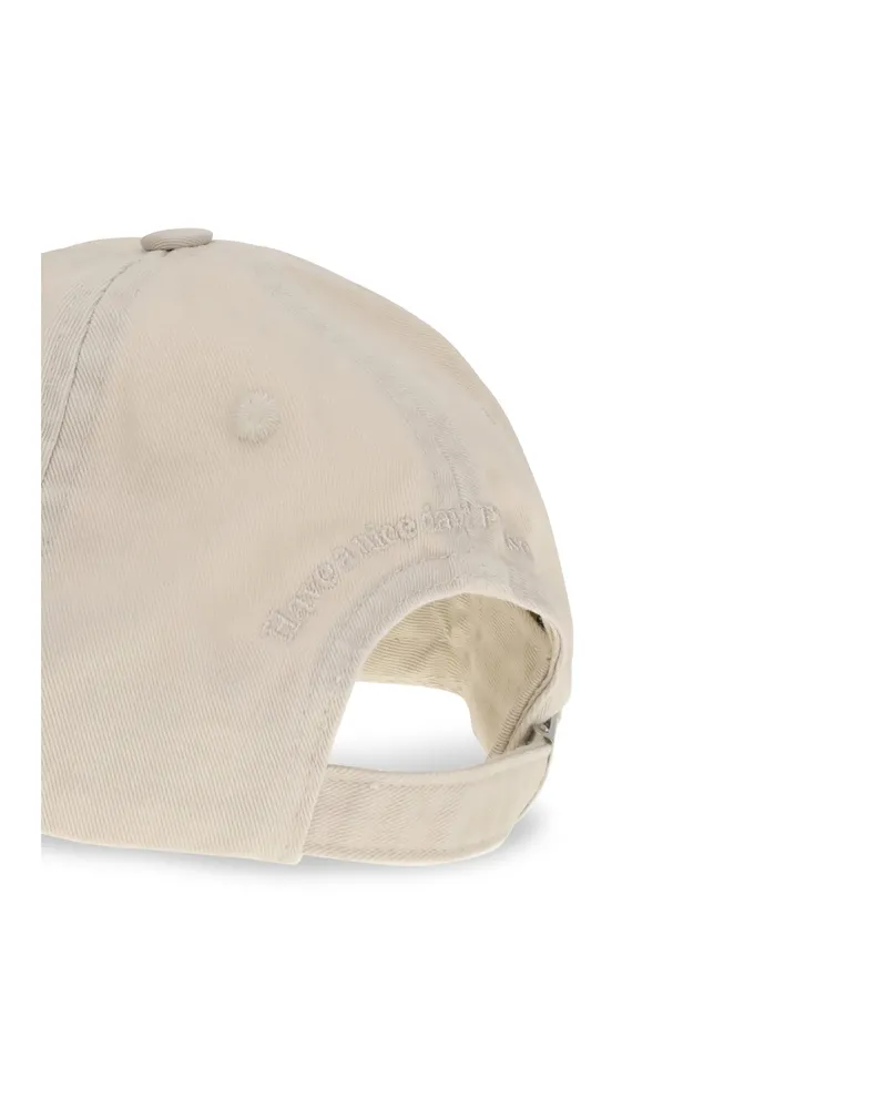 Ganni Women's Canvas Cap With Logo Egret Cotton Hats E Hairbands Beige