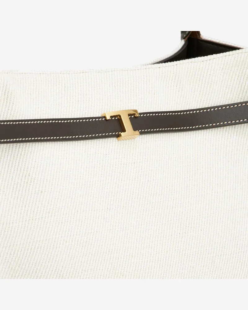 TOD'S Women's Medium Canvas And Leather Shopping Bag White Handbags Hand White
