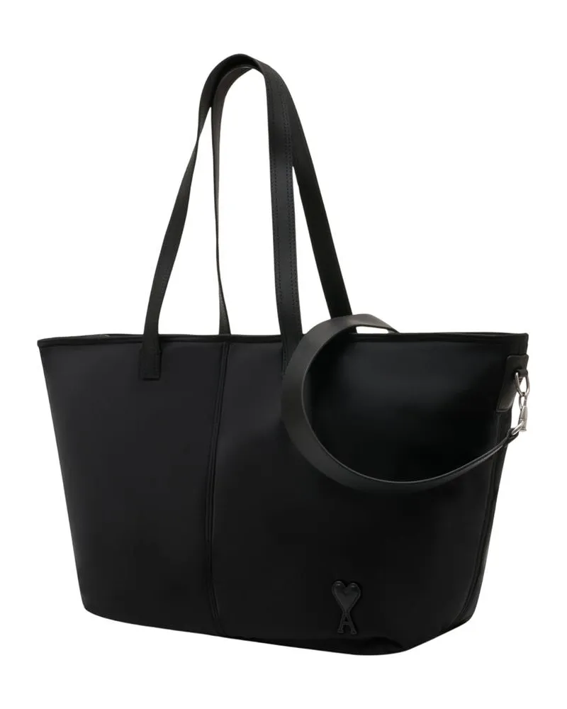 AMI Paris Unisex Marcel Small Shopper Bag -  Synthetic Black Totes-Shopping-Bags Black