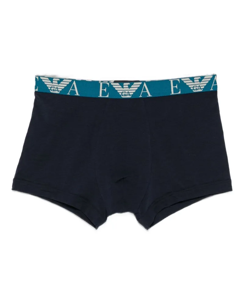 Emporio Armani Logo-Print Boxer Briefs — Black Black