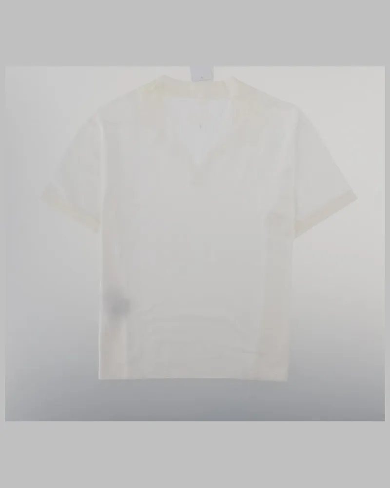Maison Margiela Taped V-Neck Cotton Polo Shirt — White White