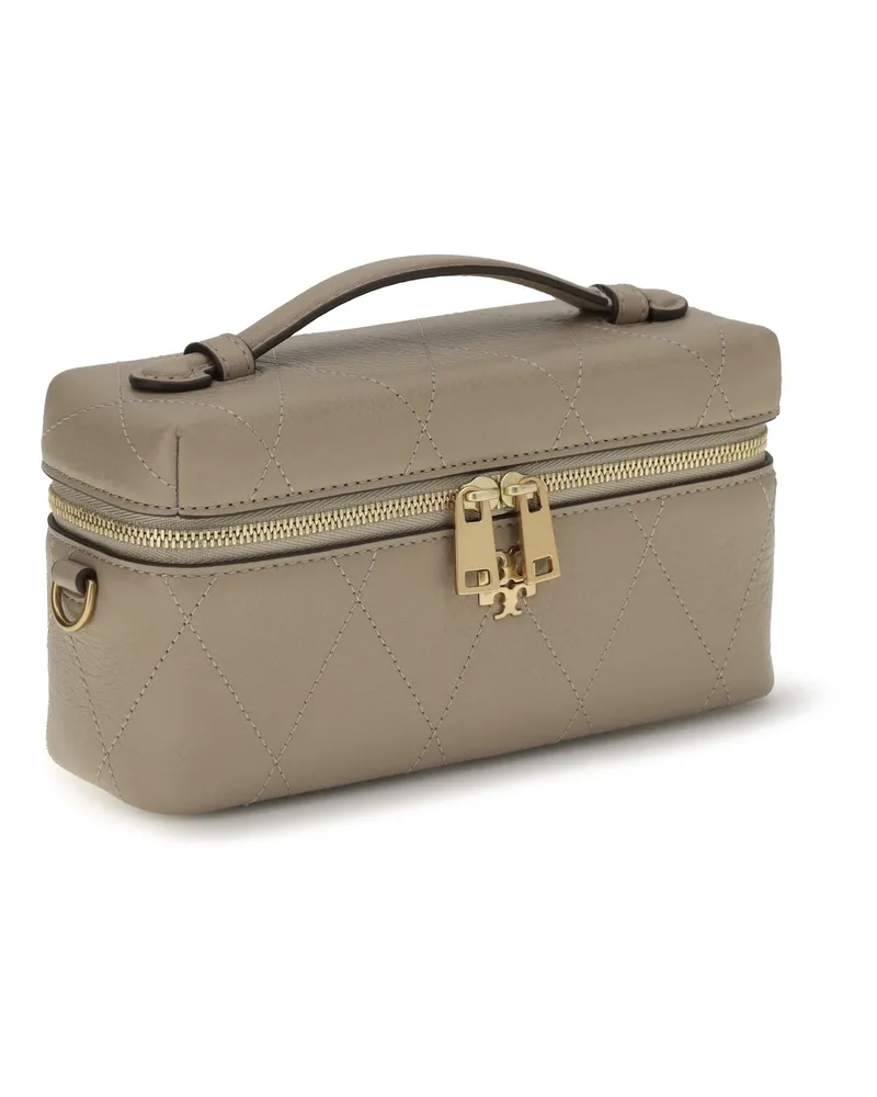 Tory Burch Women's Beauty Case Charlie Soft Cement Calf Leather Wallets & Purses Beige