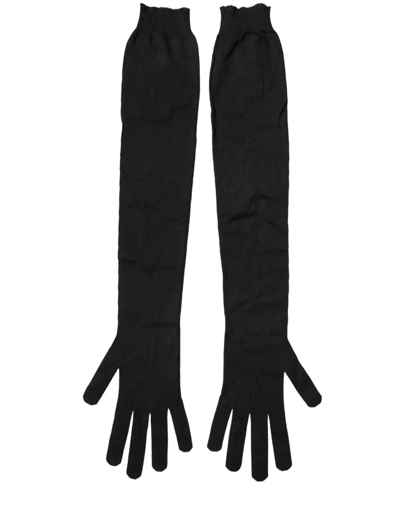 Dolce & Gabbana Long Elbow Length Gloves — Black Black