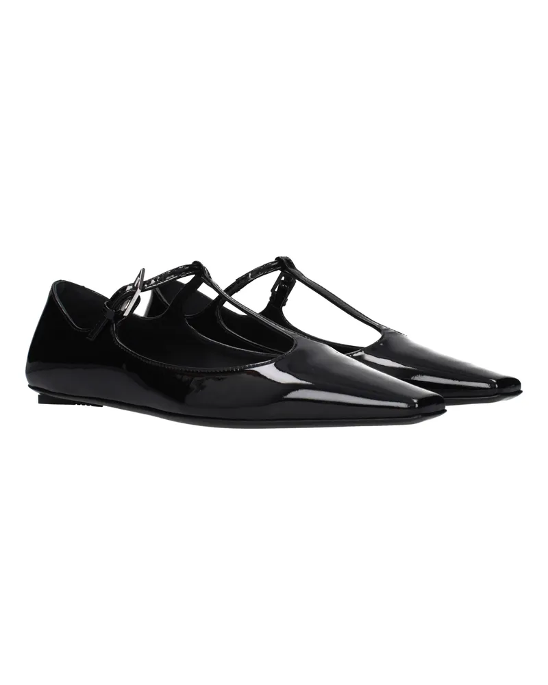 ATTICO Women's Black Leather Ballet Flats Black