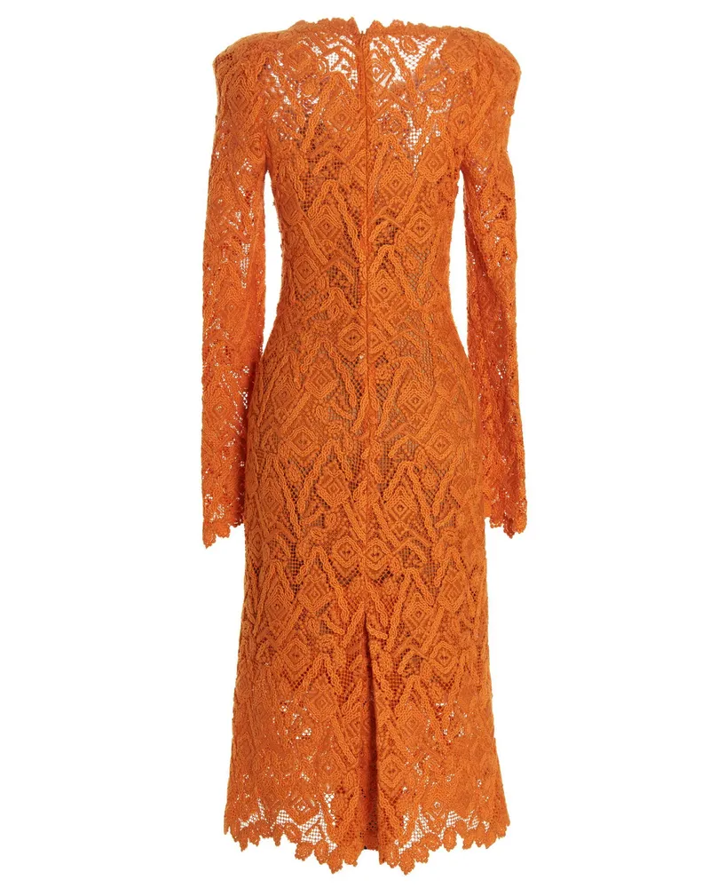 Ermanno Scervino Macramé Lace Dress — Orange Orange