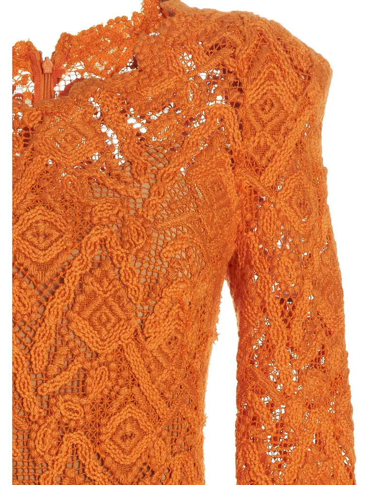 Ermanno Scervino Macramé Lace Dress — Orange Orange