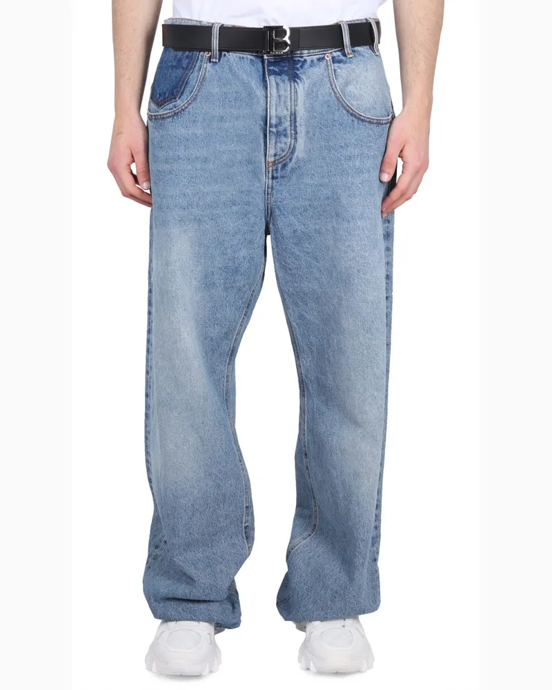 Balmain Loose Fit Cotton Jeans — Blue Blue