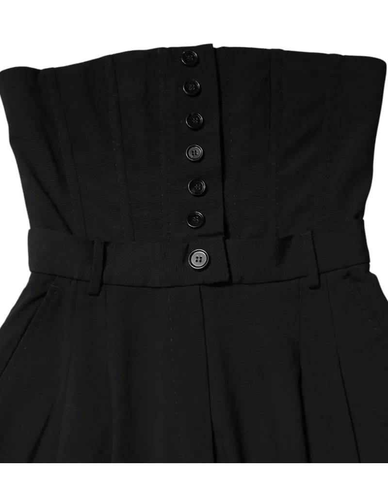 Dolce & Gabbana Strapless Wool Jumpsuit Dress — Black Black