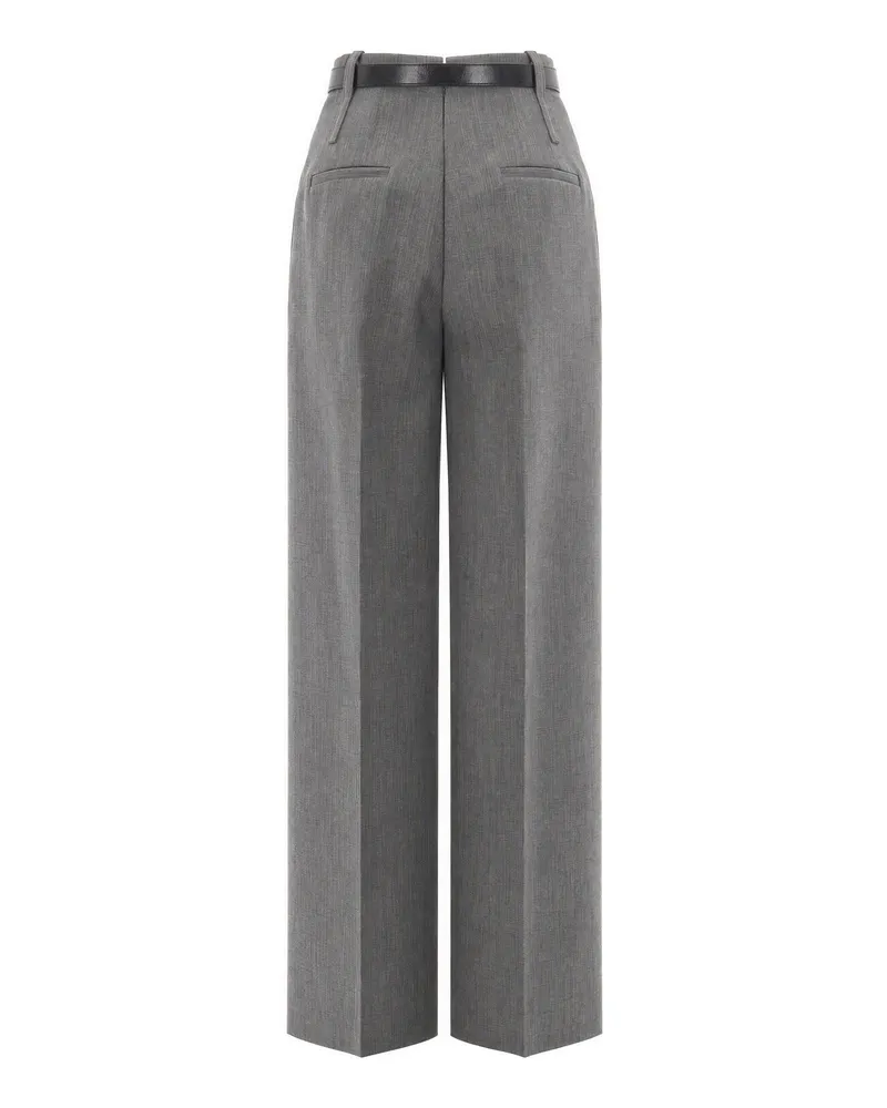 Elisabetta Franchi High-Waisted Wool Trousers — Gray Gray