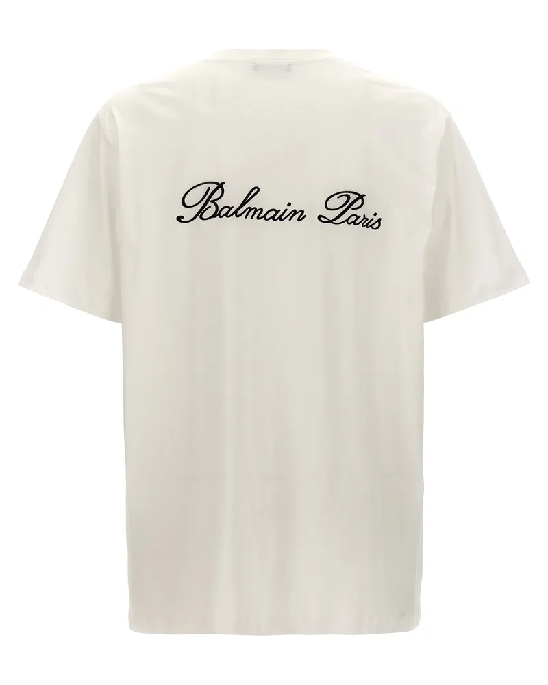 Balmain Men's Bicolor Cotton T-Shirt White