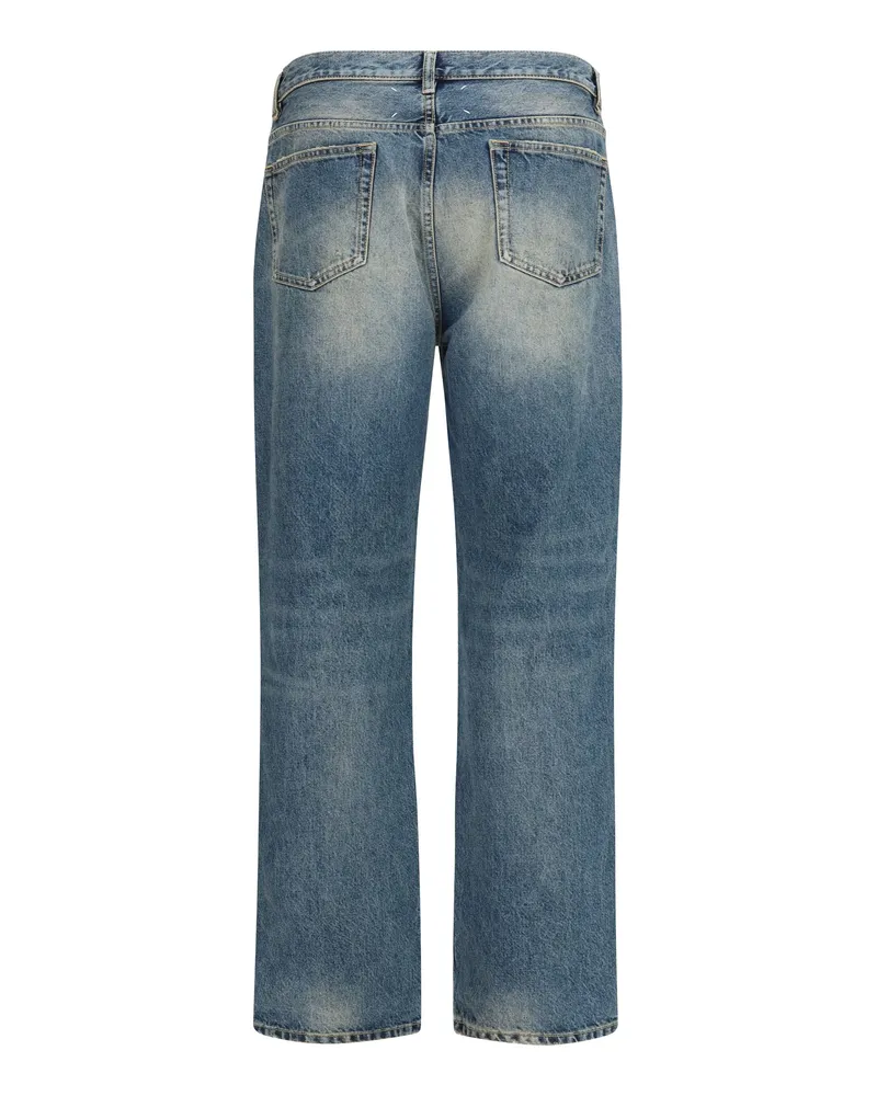 Maison Margiela Ripped Straight-Leg Denim Jeans — Blue Blue