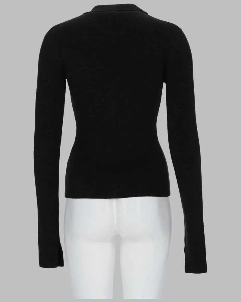 Ganni Wool Knit Polo — Black Black