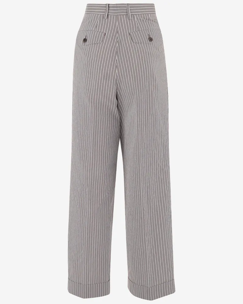 Dries van Noten Women's Trousers Cotton-Silk Striped Multicolour Gray