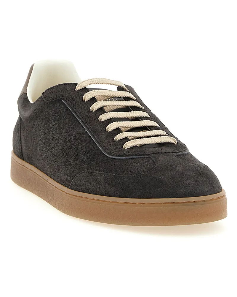 Brunello Cucinelli Suede Low-Top Sneaker — Black Black