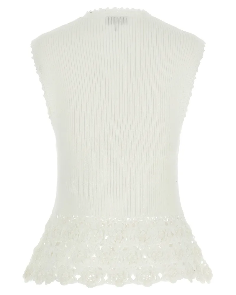 Ganni Ribbed Crochet Cotton Vest — White White