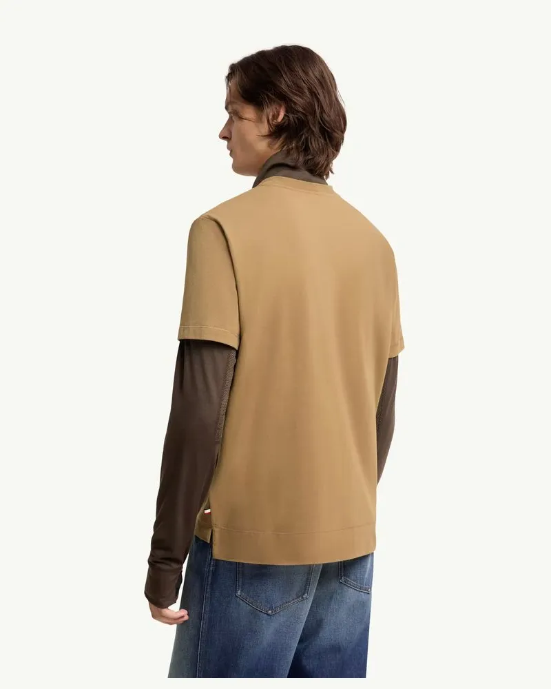 Moncler Logo-Embroidered Three-Pack T-Shirt — Camel Camel