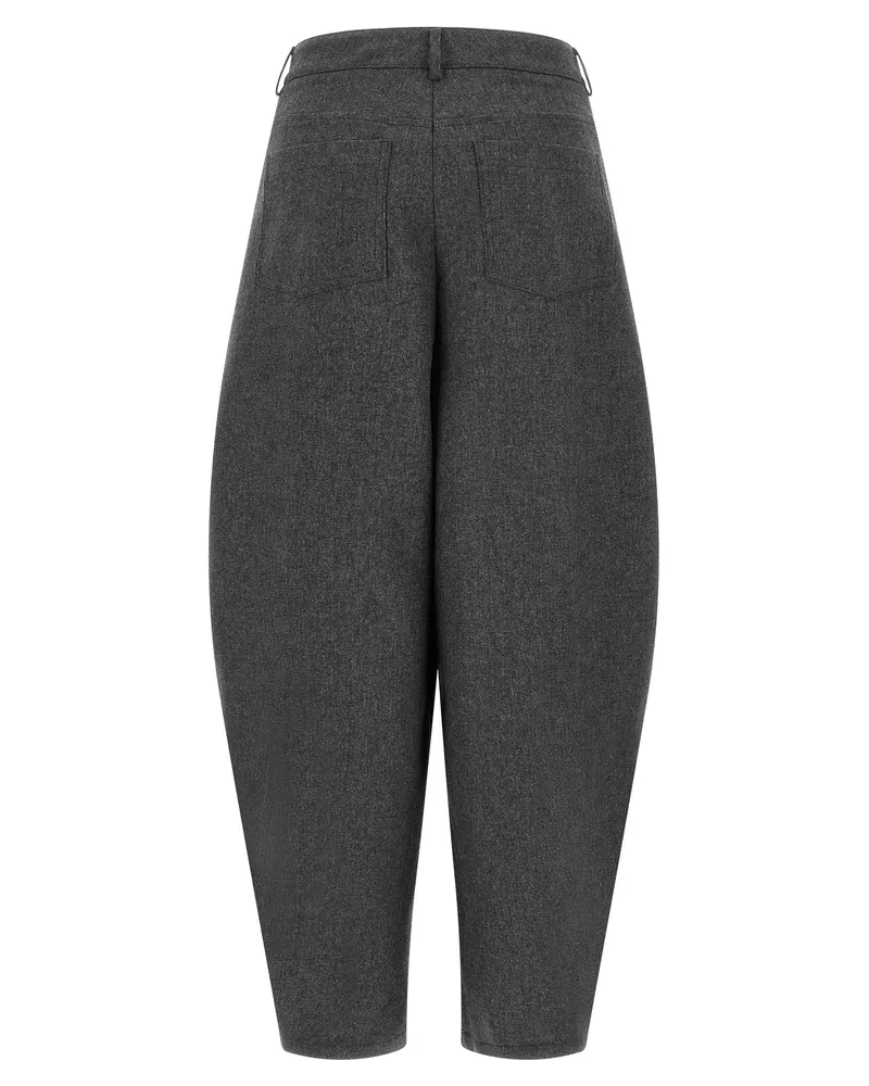 NUDE Barrel Silhouette Wool Blend Trousers — Grey Grey