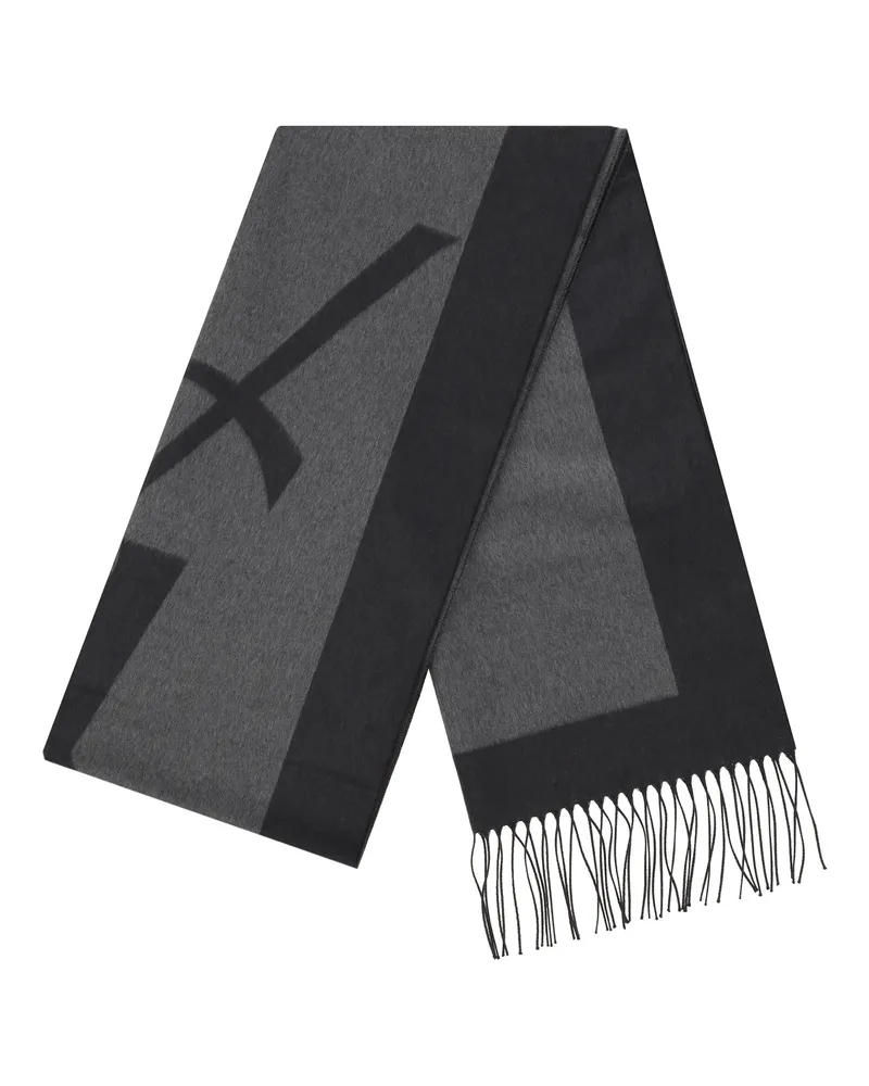 Saint Laurent Men's Cassandre Scarf Graphite-Dark Grey Silk Graphite/dark Scarfs Gray