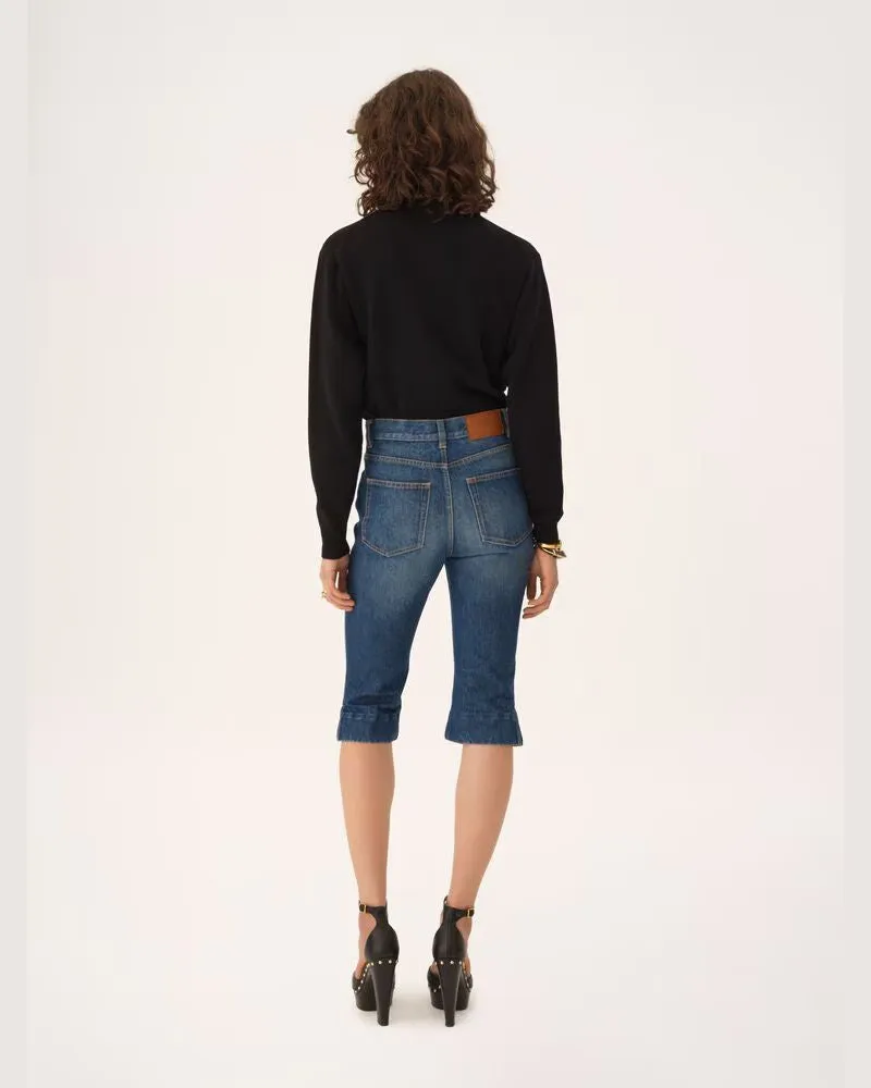 Chloé Gold-Button Ribbed Knit Gilet — Black Black